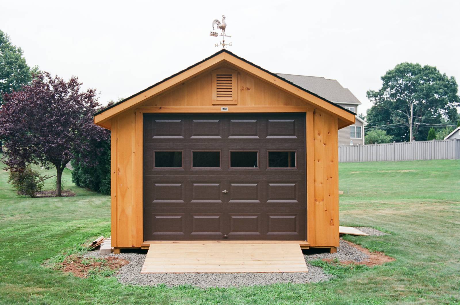 9' x 7' Overhead Door with Square Glass (Color: Brown)
