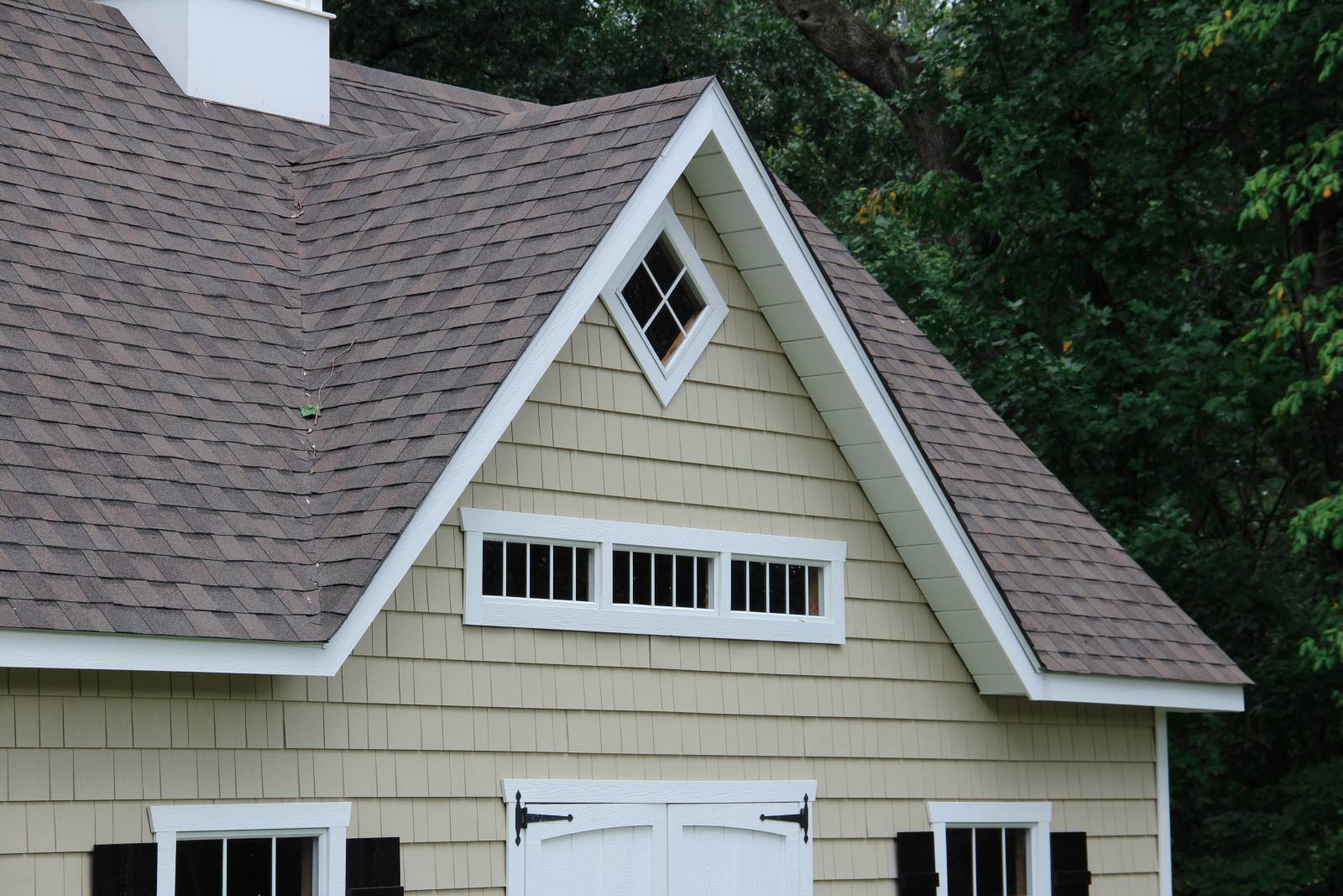 Reverse Gable Dormer with 16x16 Diamond Window & 3 Transom Windows