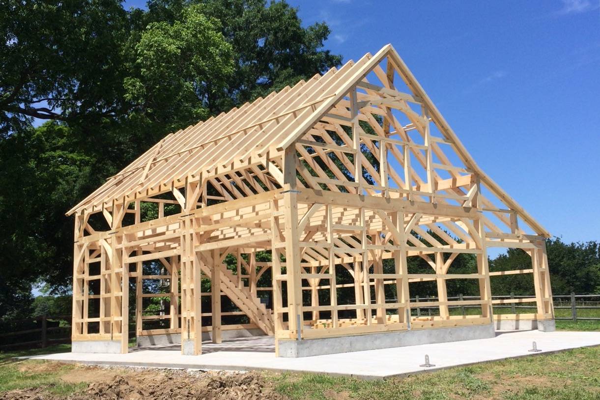 22' x 32' Carriage Barn Timber Frame Kit with 10' Lean-To Kit (Fredricksburg VA)