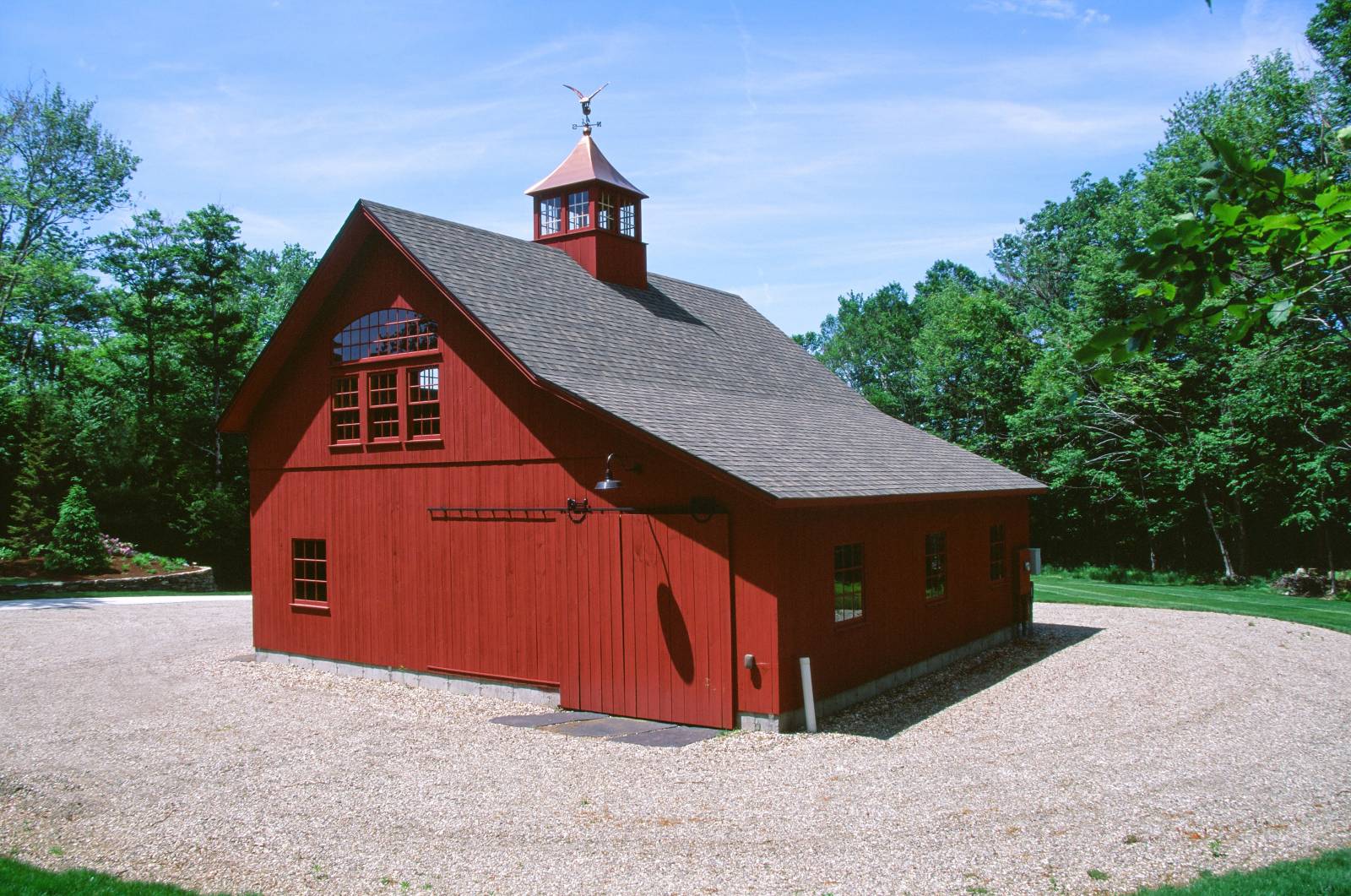 Rear of the Barn • 10' Enclosed Lean-To • Sliding Barn Door