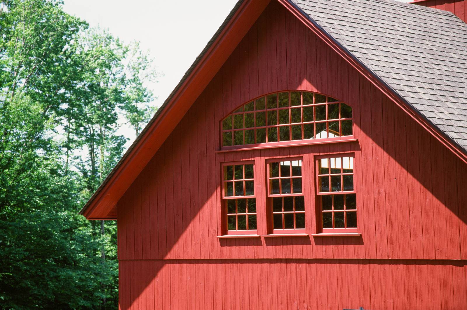 Bow Top Window with Three Single Hung Windows Below