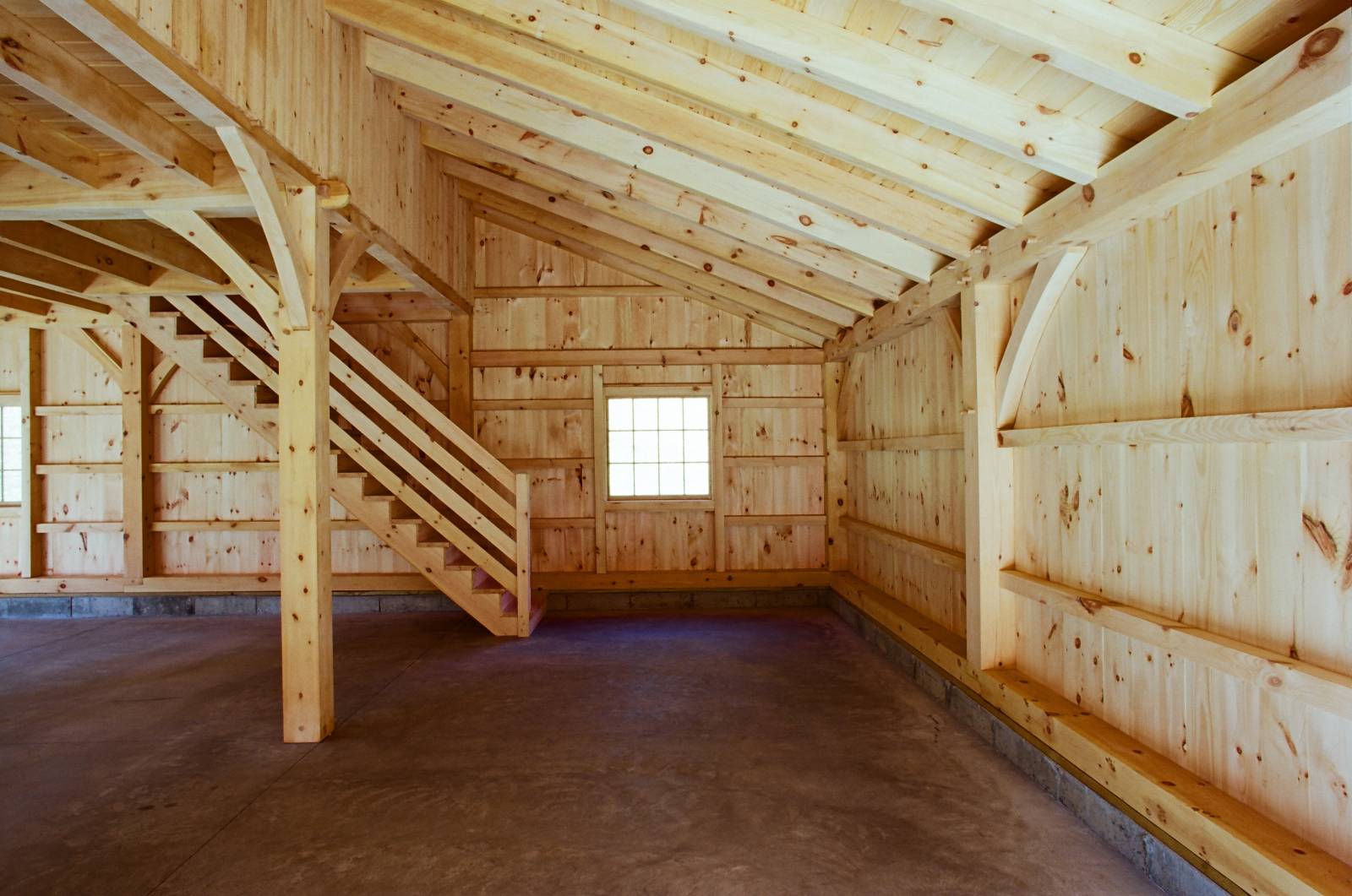 Inside the 12' x 36' Enclosed Lean-To Overhang