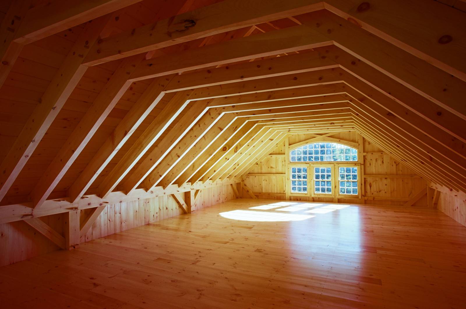 Upstairs in Post & Beam Barn - Looking Towards Bow Top Window