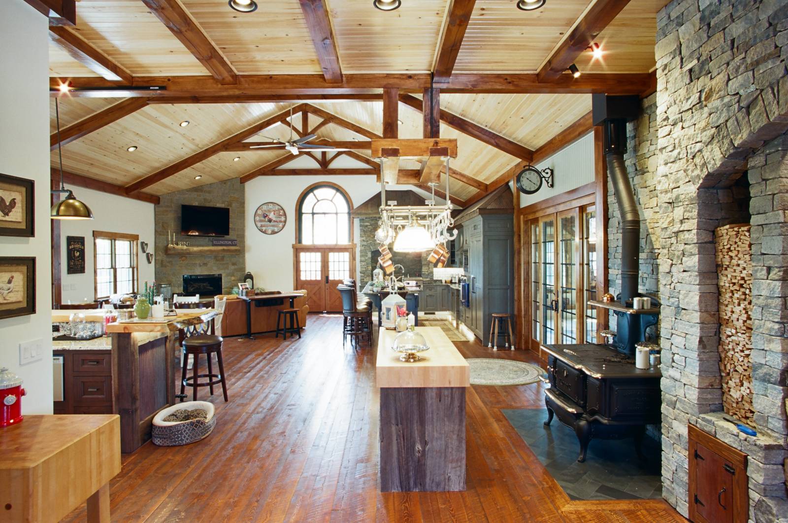 View from Entry • Timber Frame Ceiling