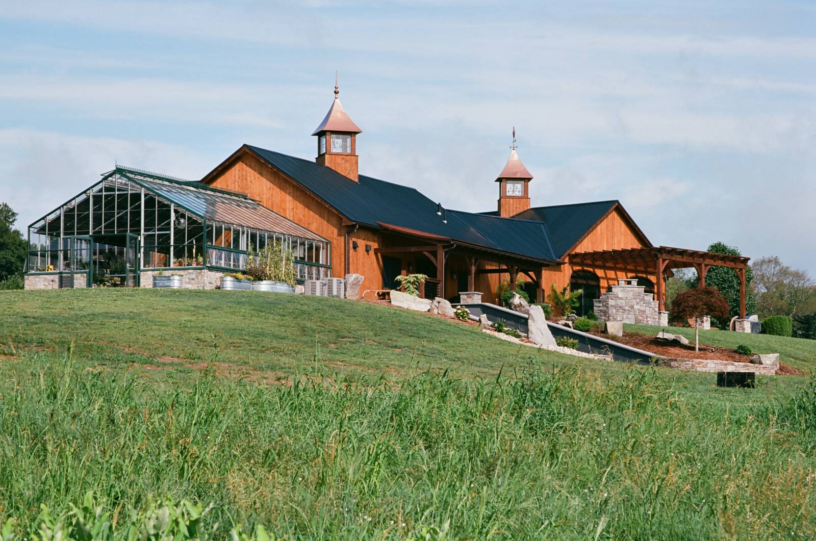 Wide Shot of the Back of the Party Barn