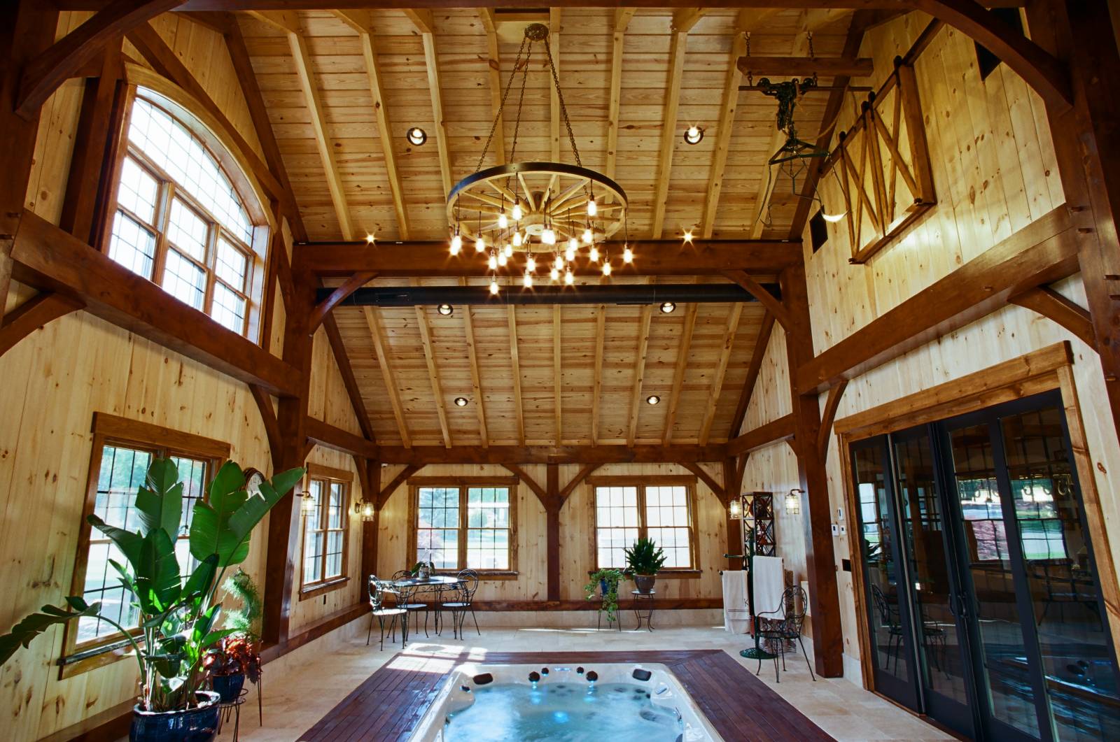 Timber Frame Pool Room • Timber Frame Enclosed Pool • Exposed Beams