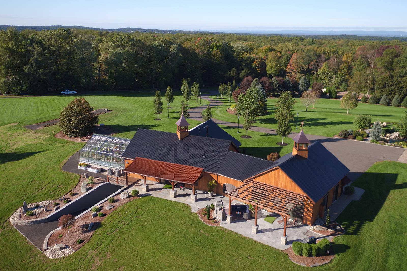 Aerial View of 2500 sq. ft. Party Barn (Ellington CT)