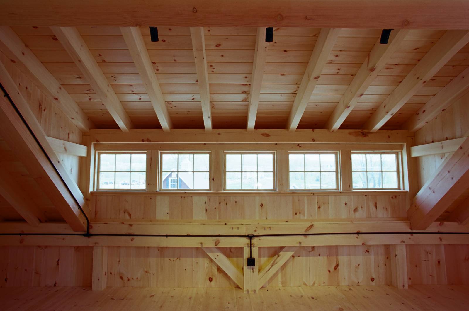 Timber frame transom dormer