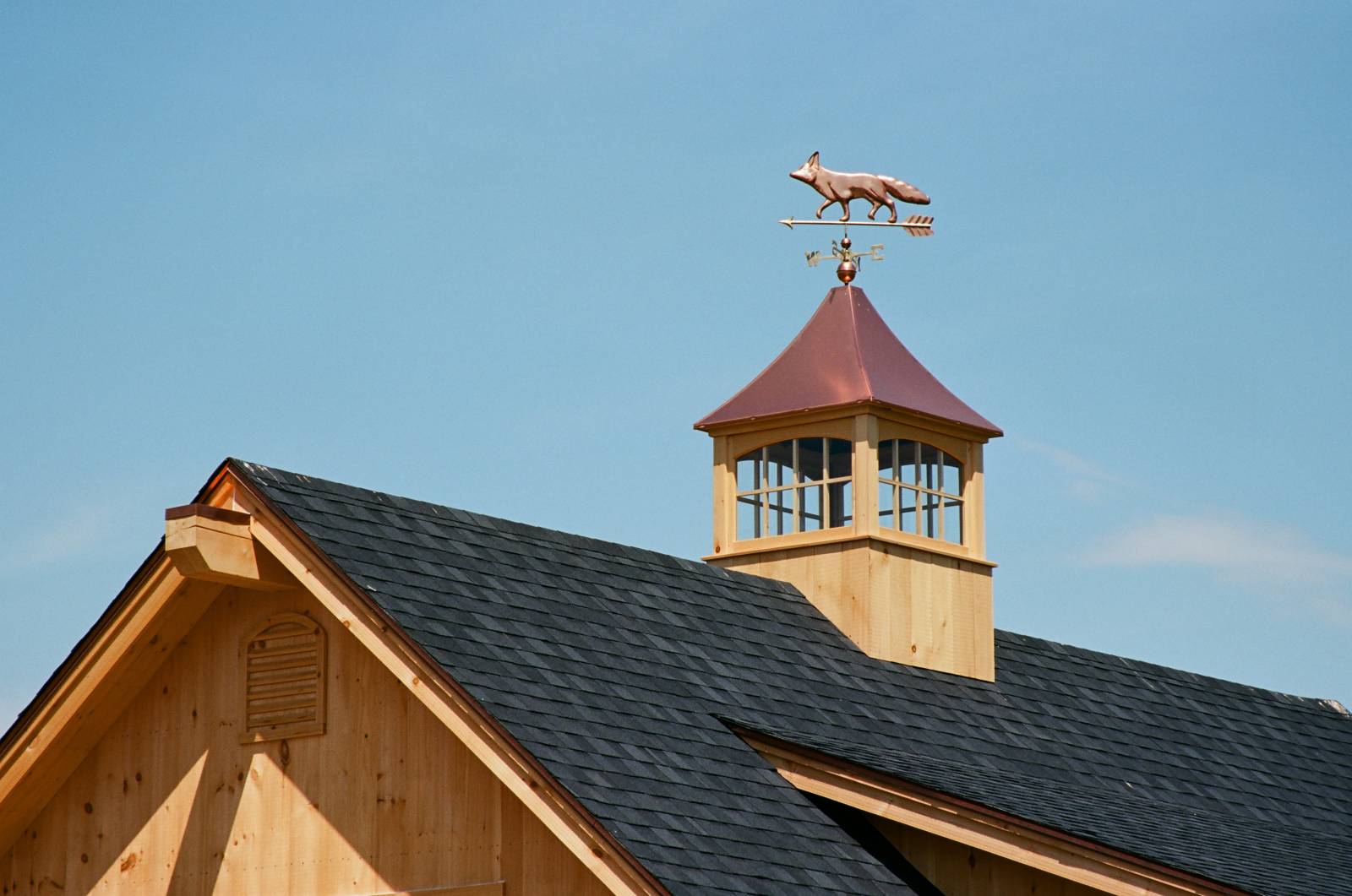 8x12 cantilever ridge beam & 42"³ Pine Carlisle Copper Top Cupola with weathervane