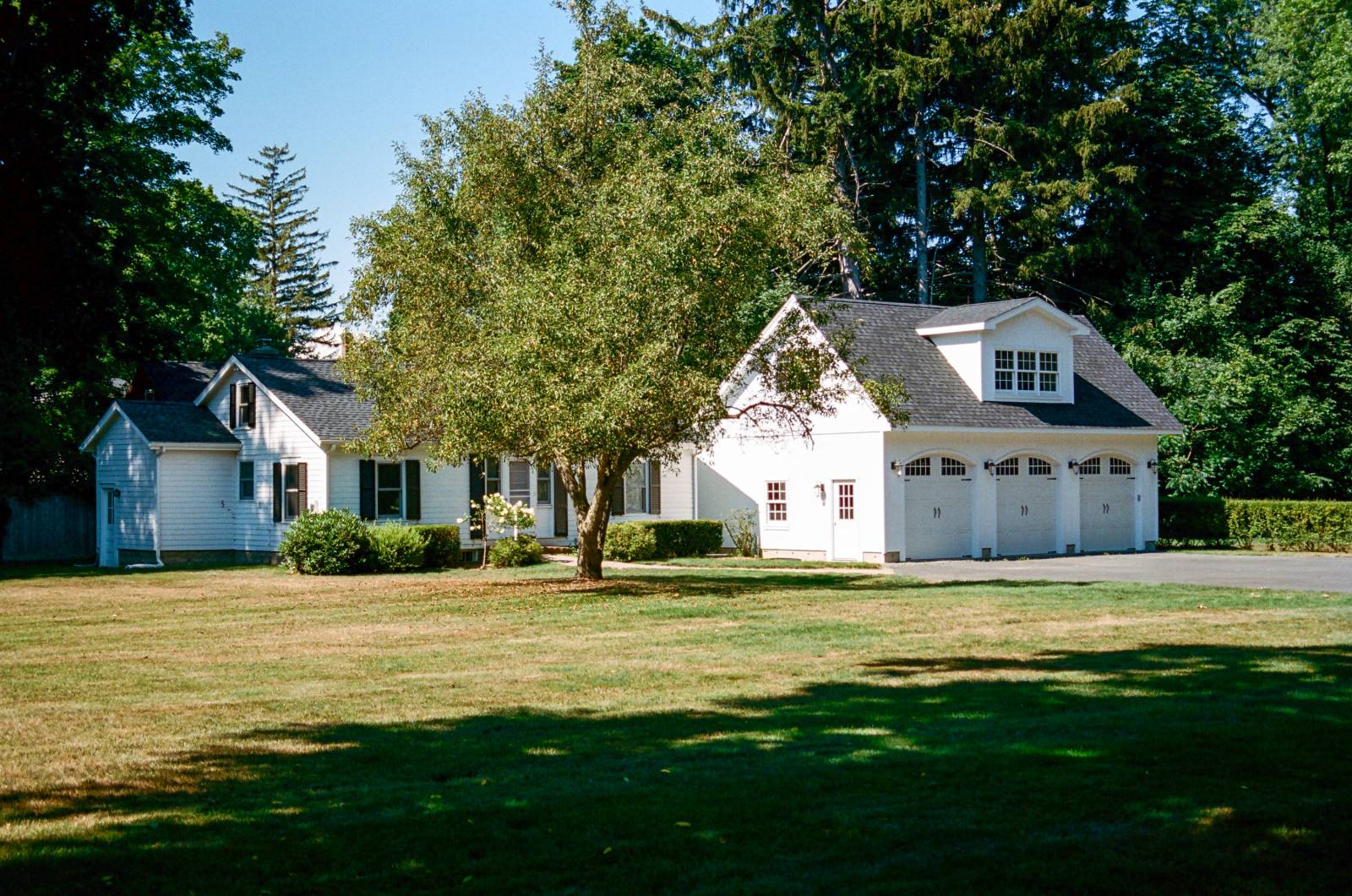 The garage matches the house