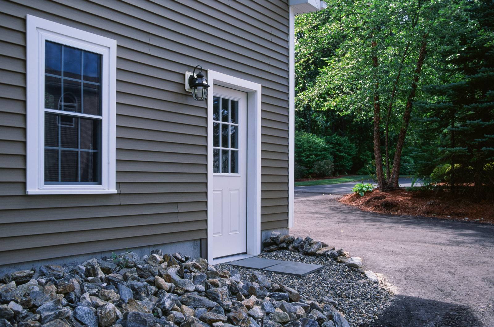 Harvey Vinyl Insulated Double Hung Windows • Therma Tru Fiberglass Insulated Entry Door with Half Glass