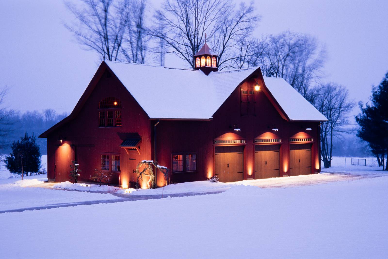 Earlier as the snow storm approaches the post & beam barn