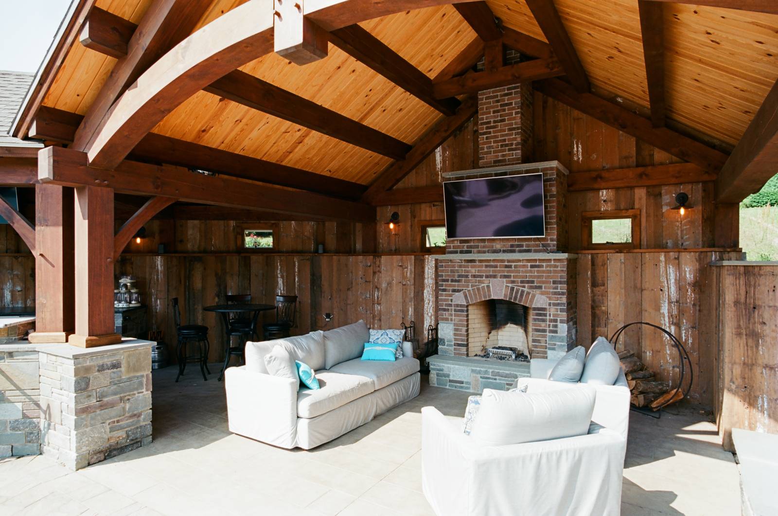 Fireplace & Entertaining Area in the Pavilion