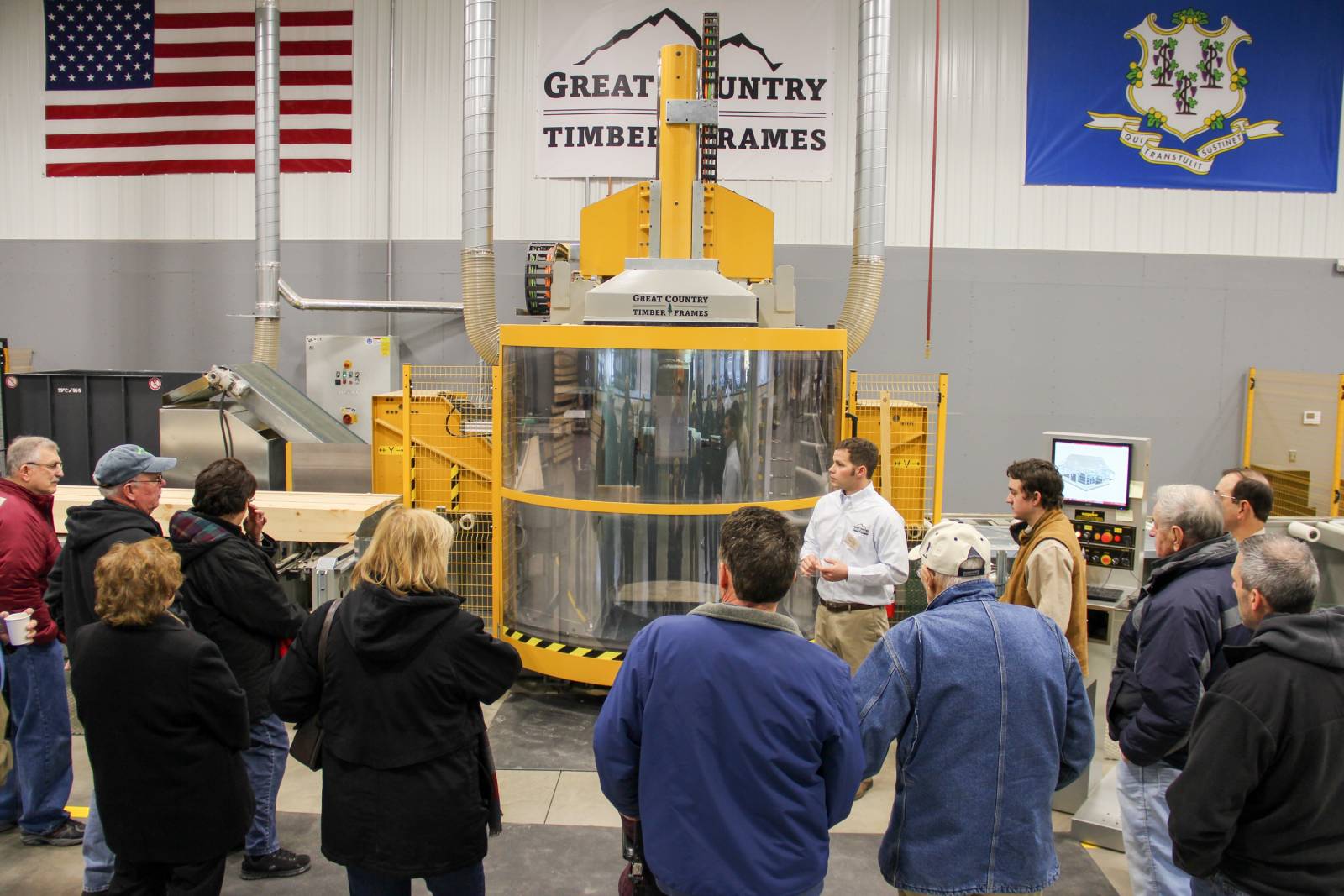Everett Skinner IV (President of GCTF) leads a demo of the CNC machine