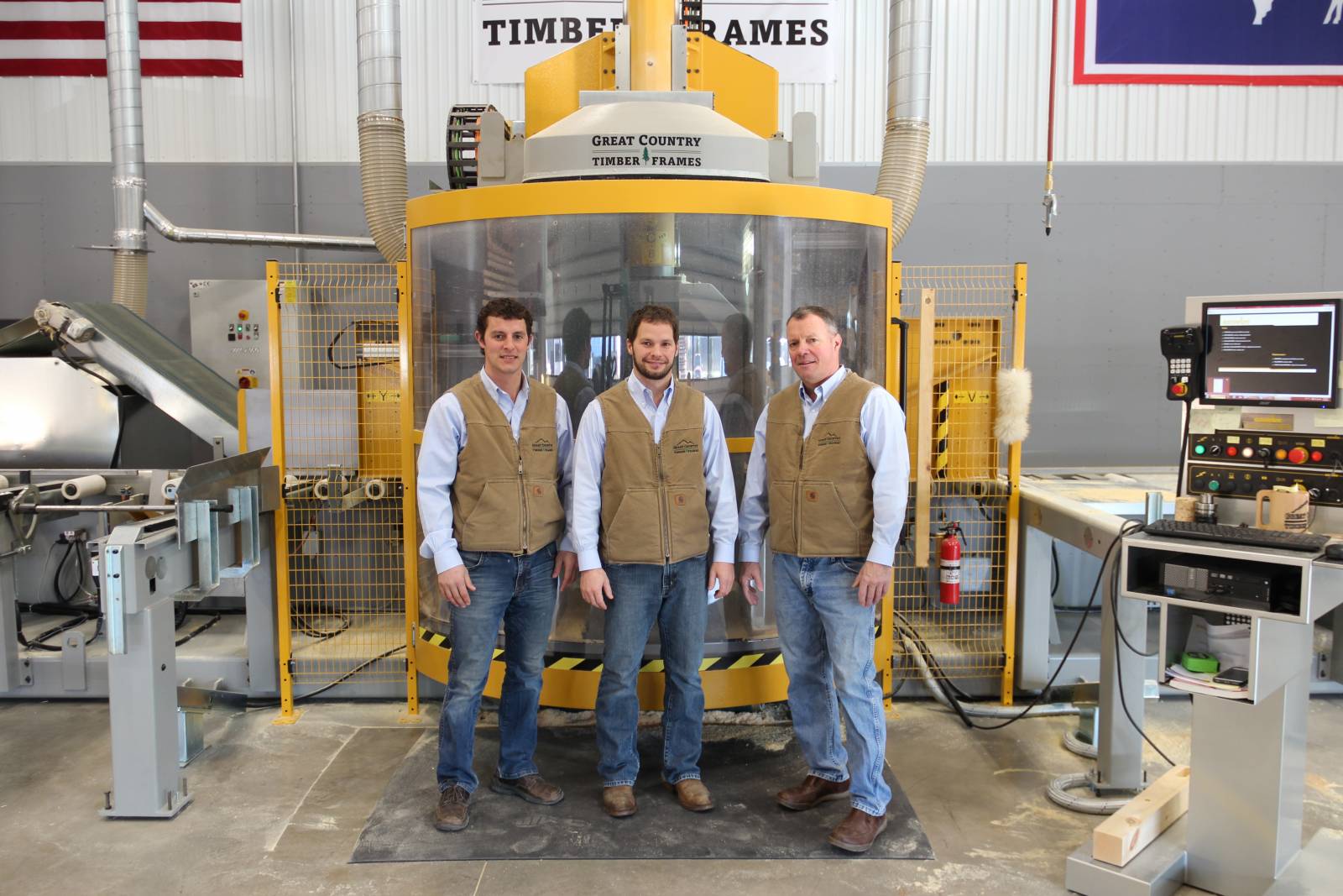 The Skinner family by the CNC machine