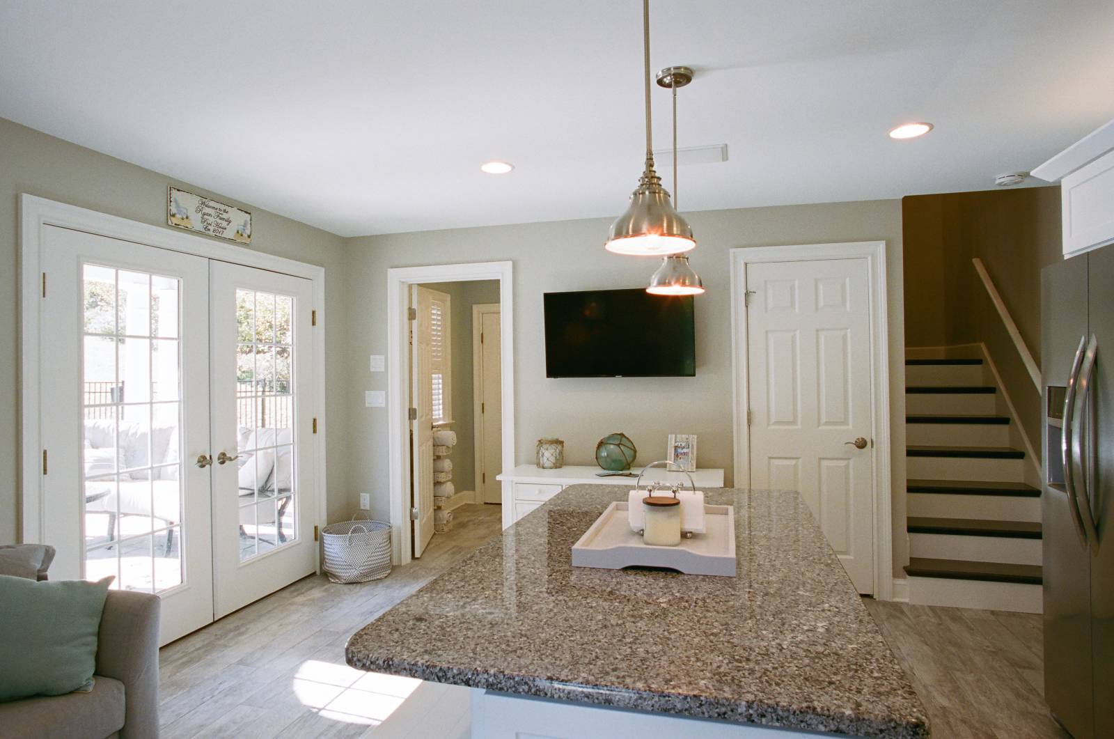 Full View Glass Doors • Kitchen Island • Pool House Guest House Interior
