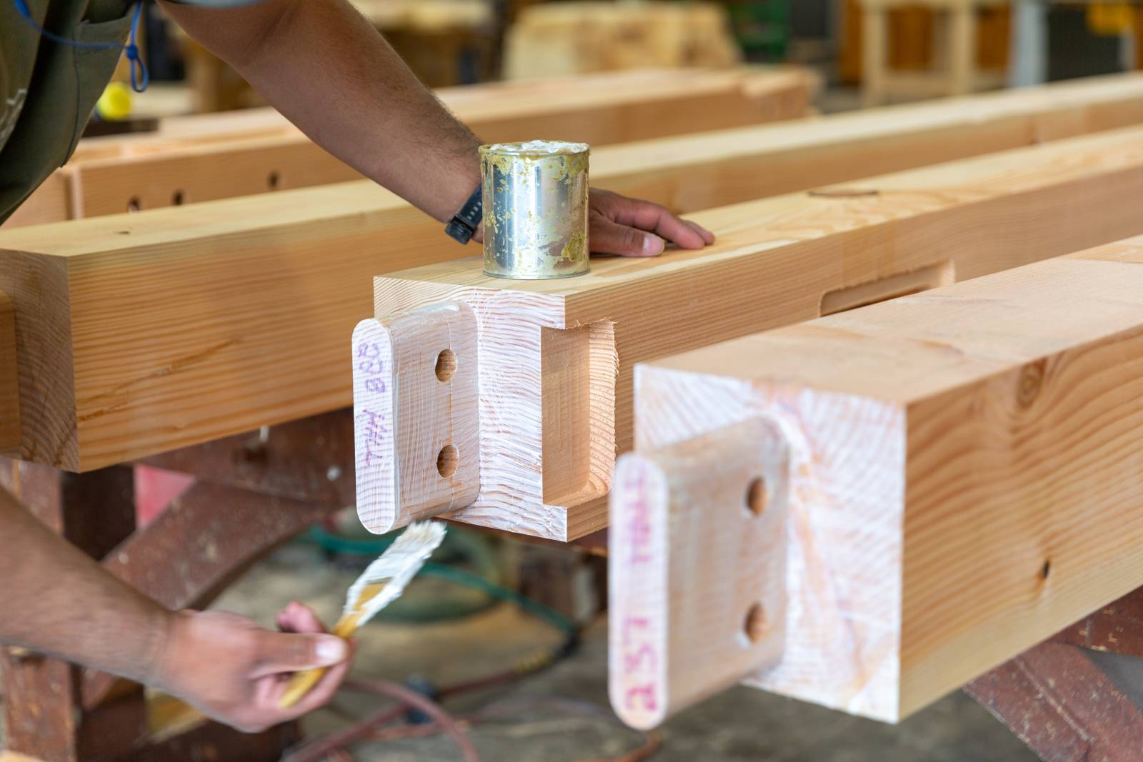 Applying Wax End Sealer to Joinery