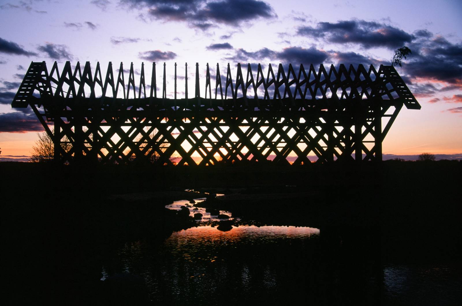 The Barn Yard Covered Bridge - Timber Frame at Sunset