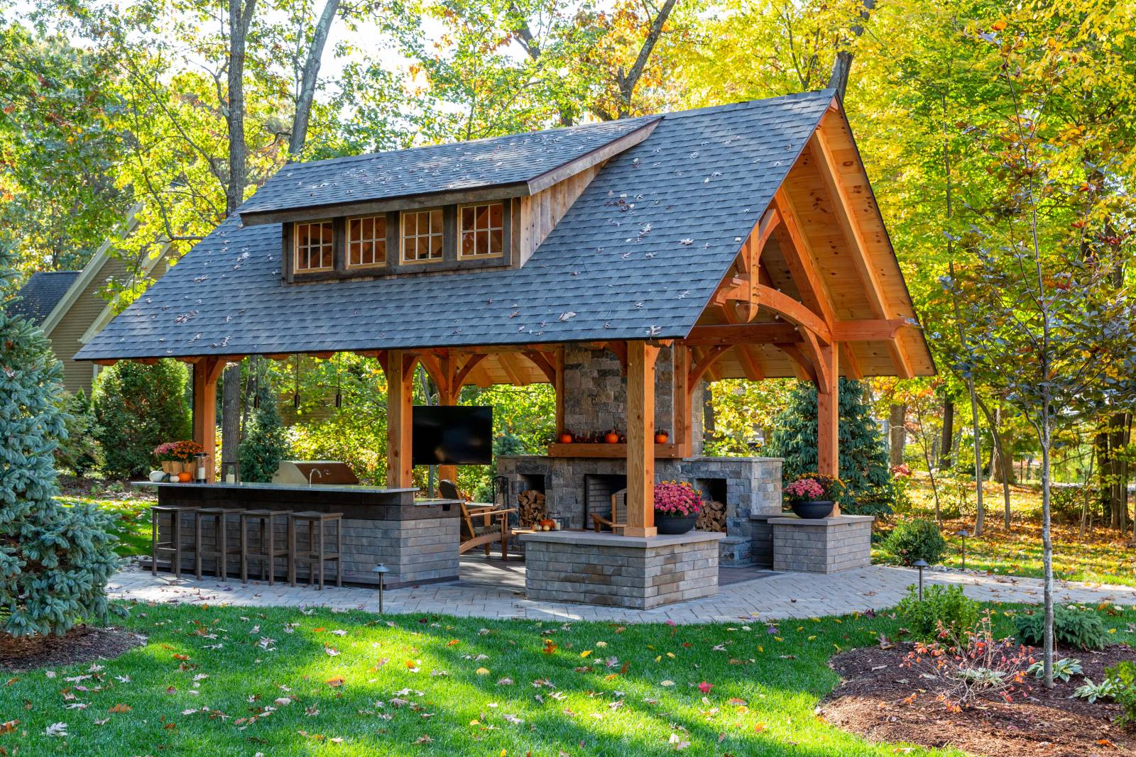 16' x 20' Teton Timber Frame Pavilion, Ellington, CT