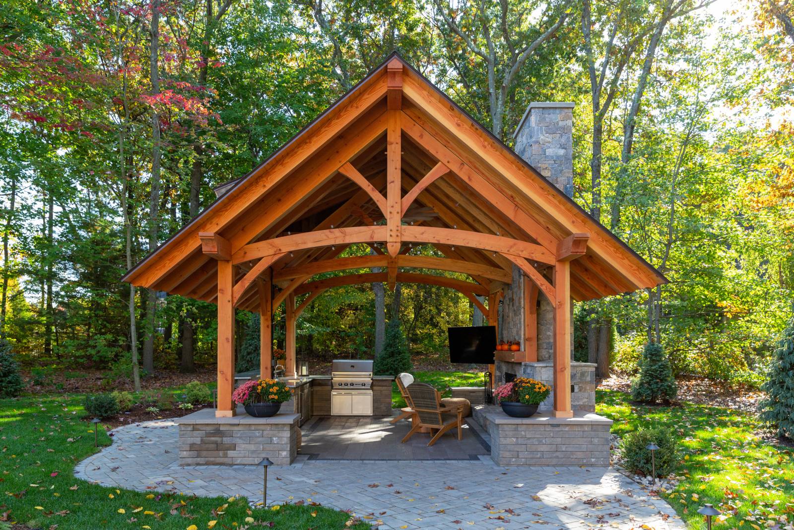 16' x 20' Teton Timber Frame Pavilion, Ellington, CT