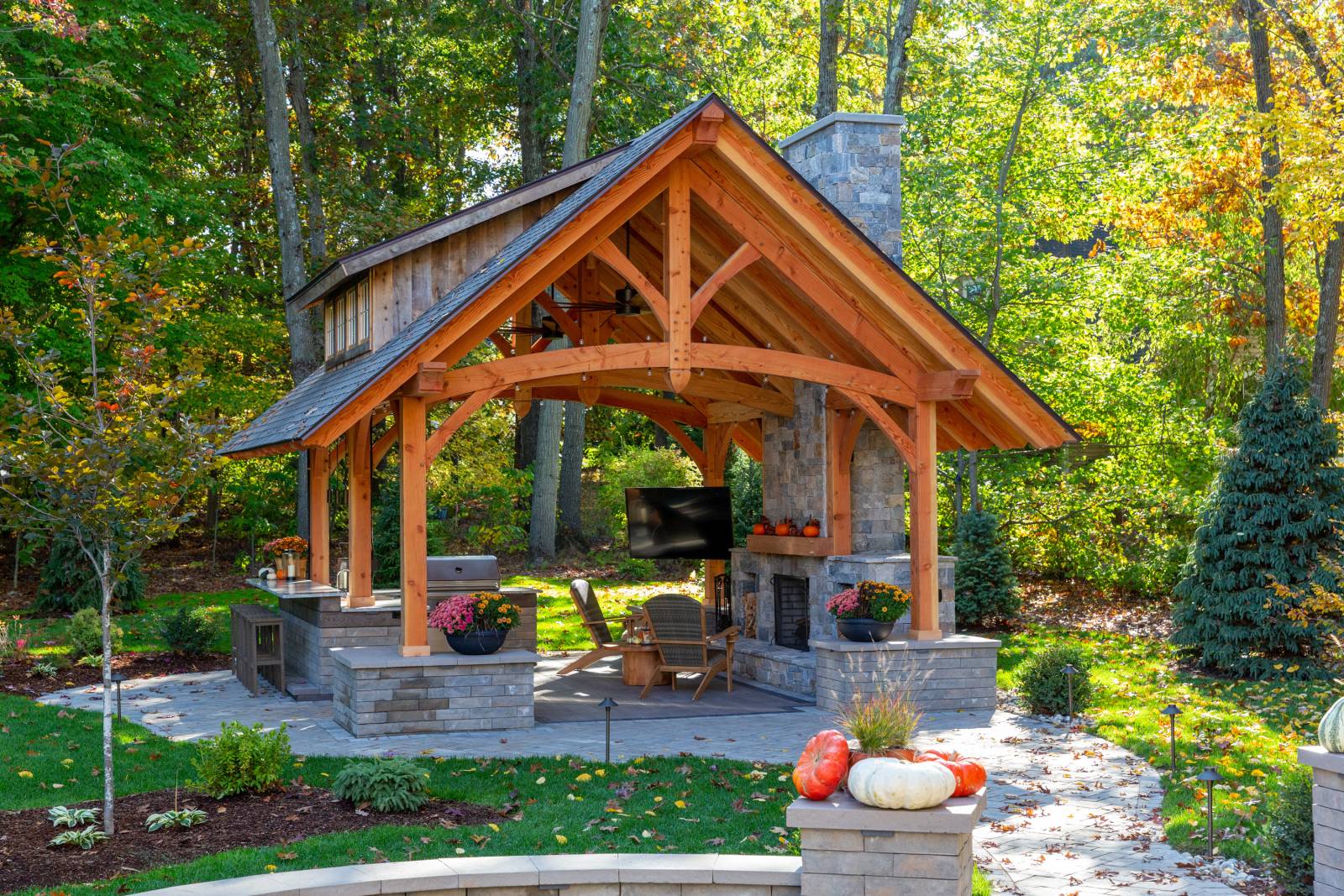 16' x 20' Teton Timber Frame Pavilion, Ellington, CT