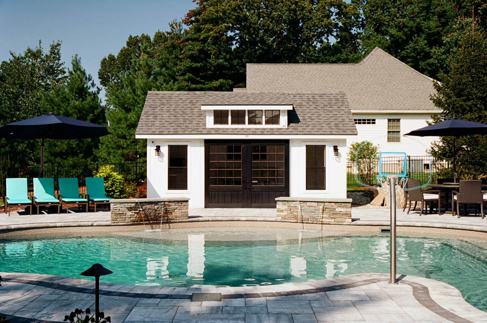 8' Black Sliding Door • 24" x 54" Black Windows • Farmhouse Dormer
