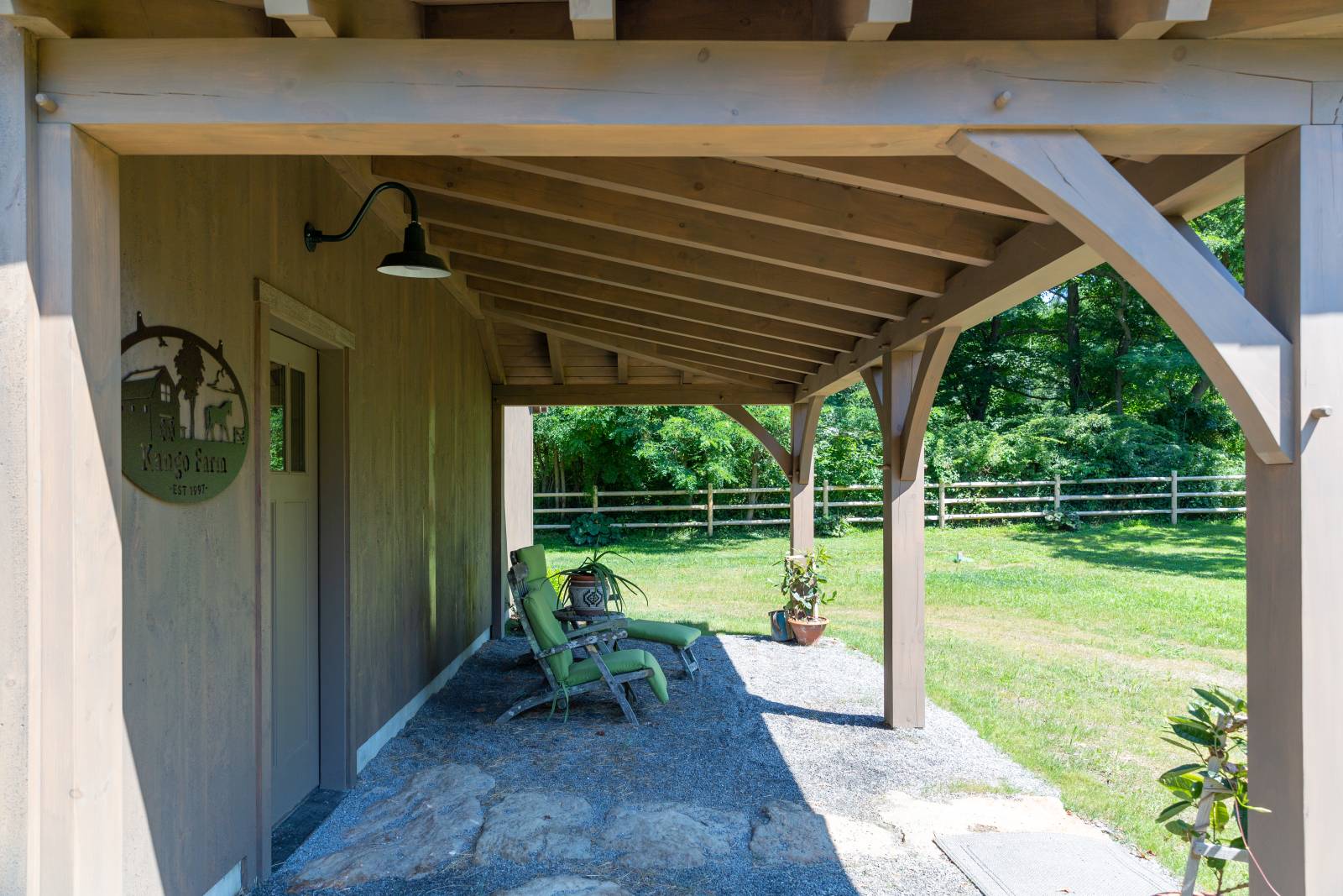 Under the 10' x 22' Hip Style Open Lean-to Overhang