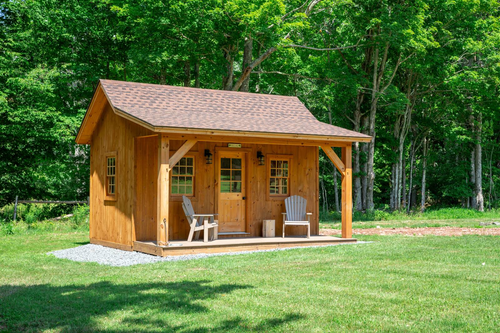 9-12 Roof Pitch • 1' Eave Overhangs • Post and Beam Cabin