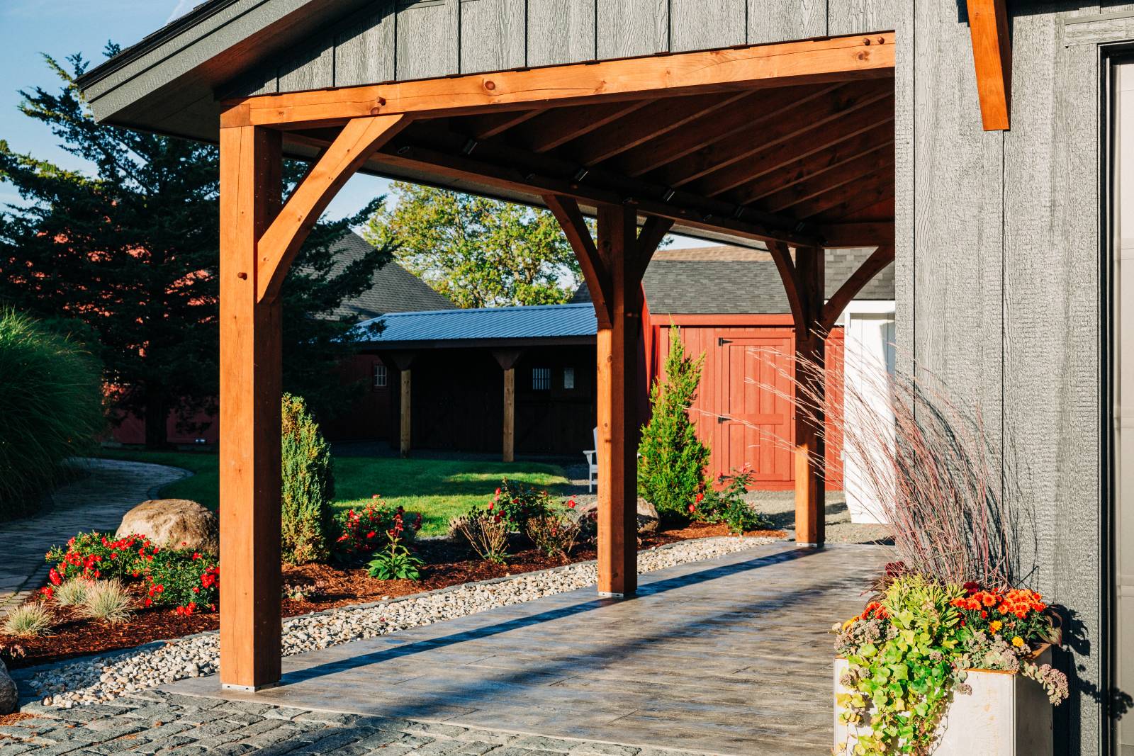 Timber Overhang NEW! Rustic-Modern Newport Garage on Display | The Barn Yard