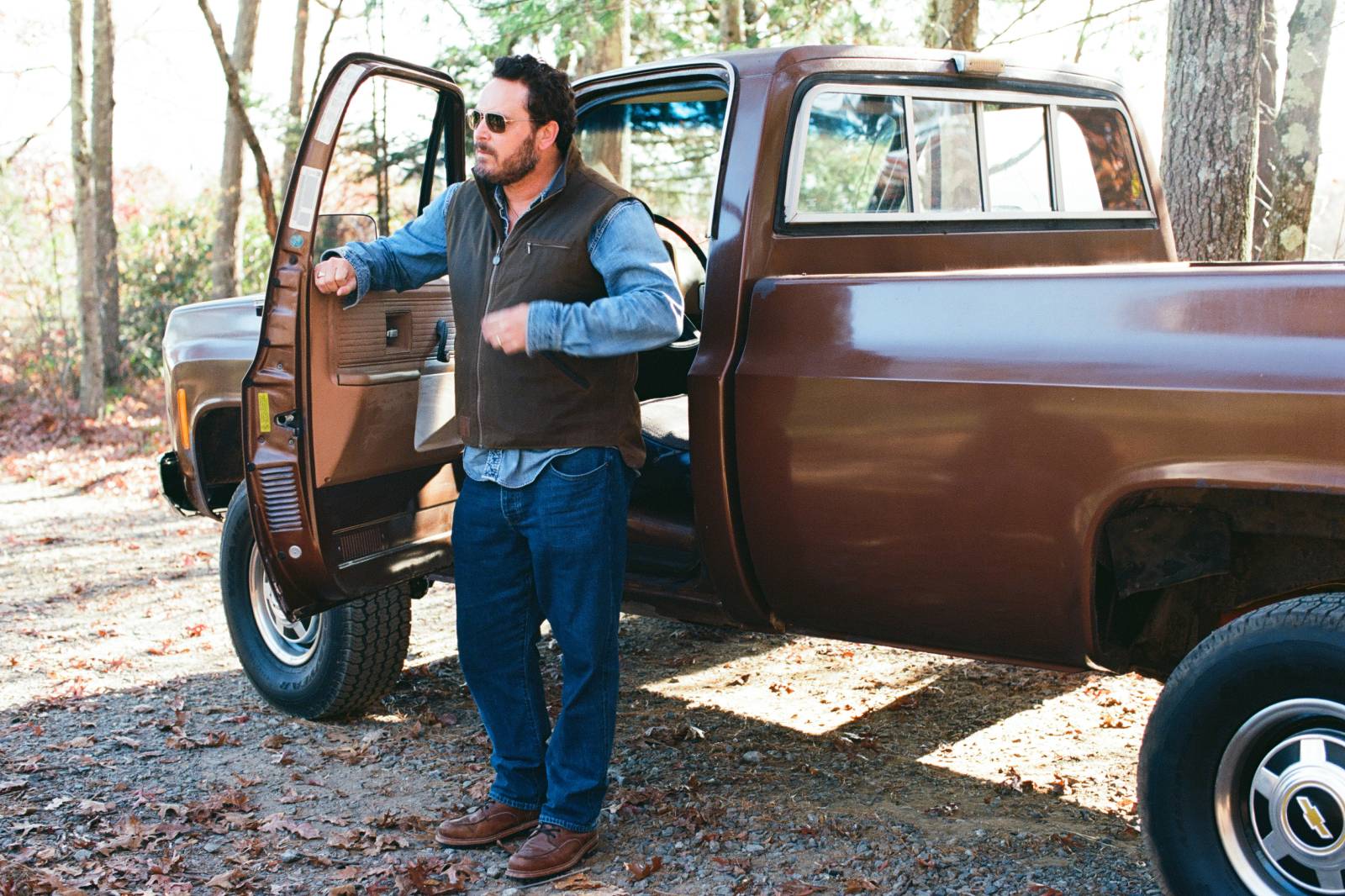 Cole taking the 1980 Chevrolet K20 for a spin