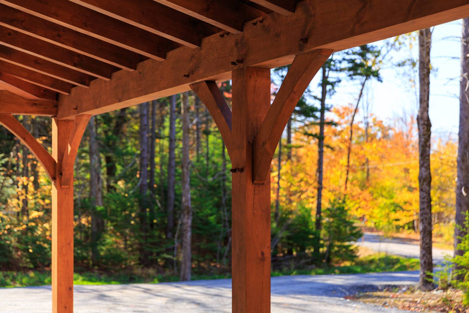 Underneath the Timber Frame Lean-to