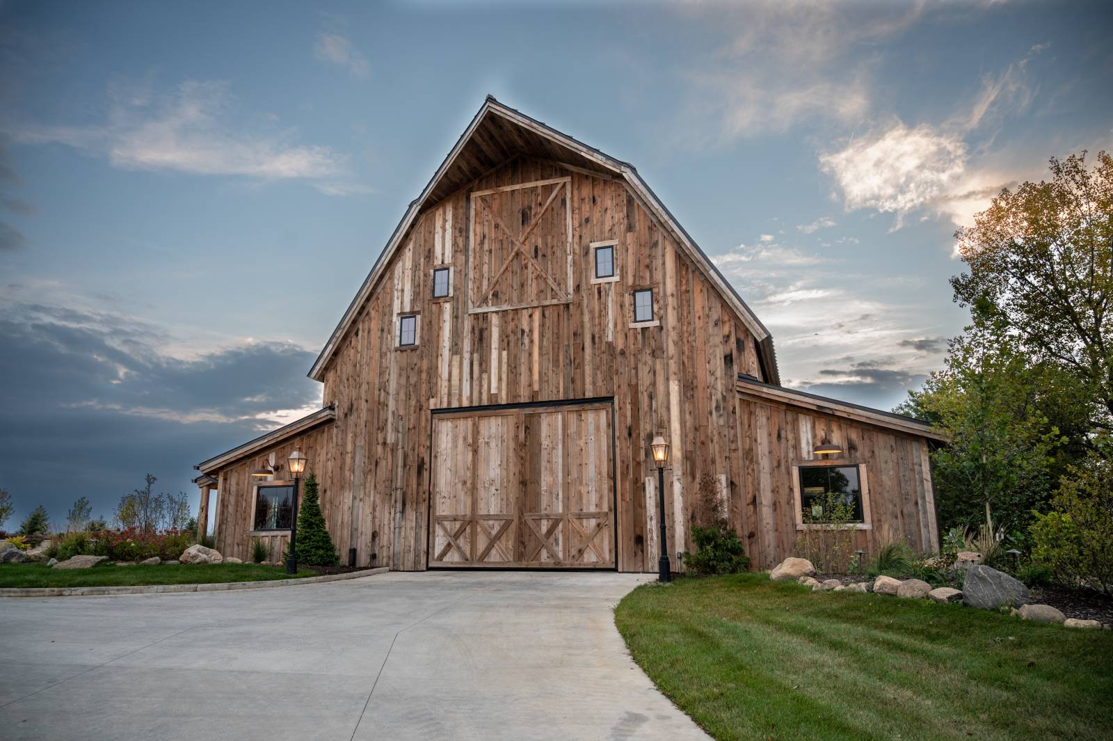 Gambrel-Style Barn with Two Lean-tos • Post & Beam Barn