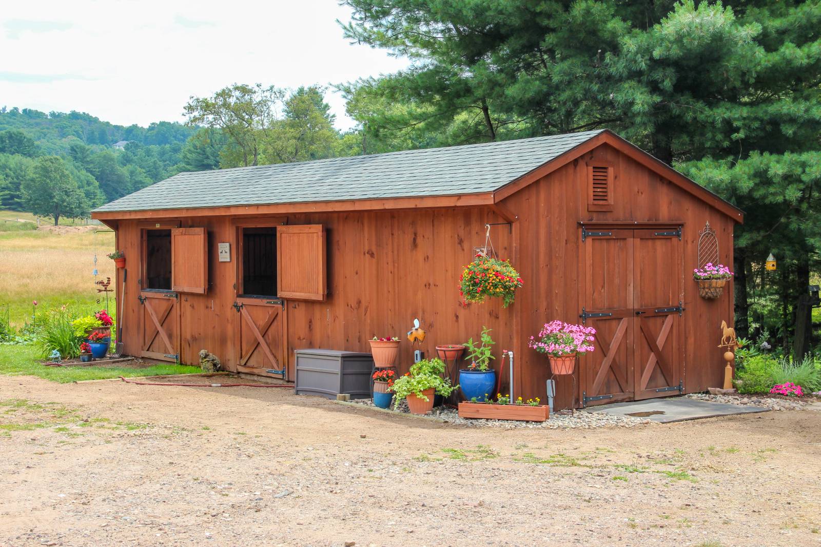 12' x 32' Shed Row Horse Barn Shown with Options