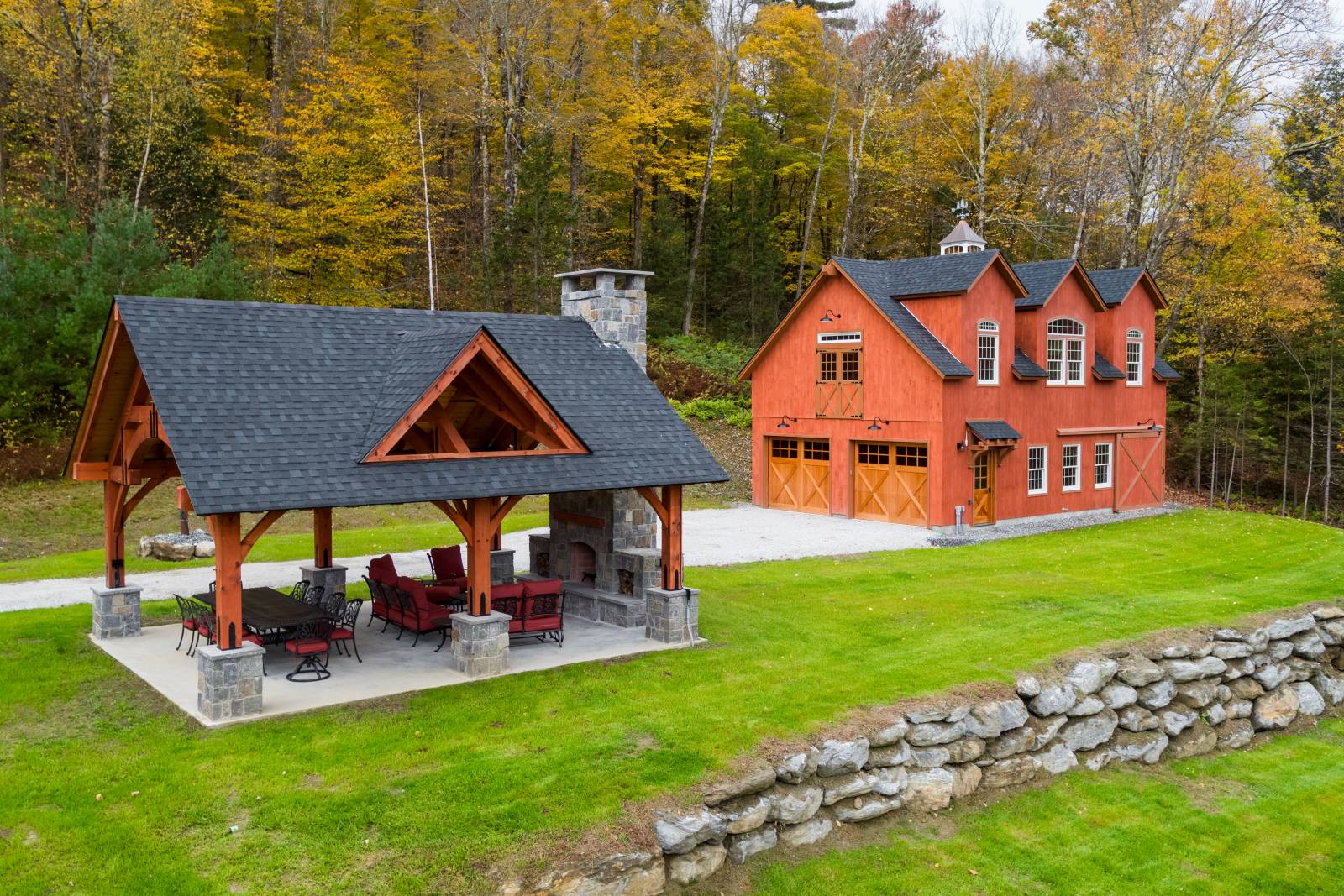 20' x 24' Alpine Timber Frame Pavilion • 26' x 39' Plymouth Carriage Barn