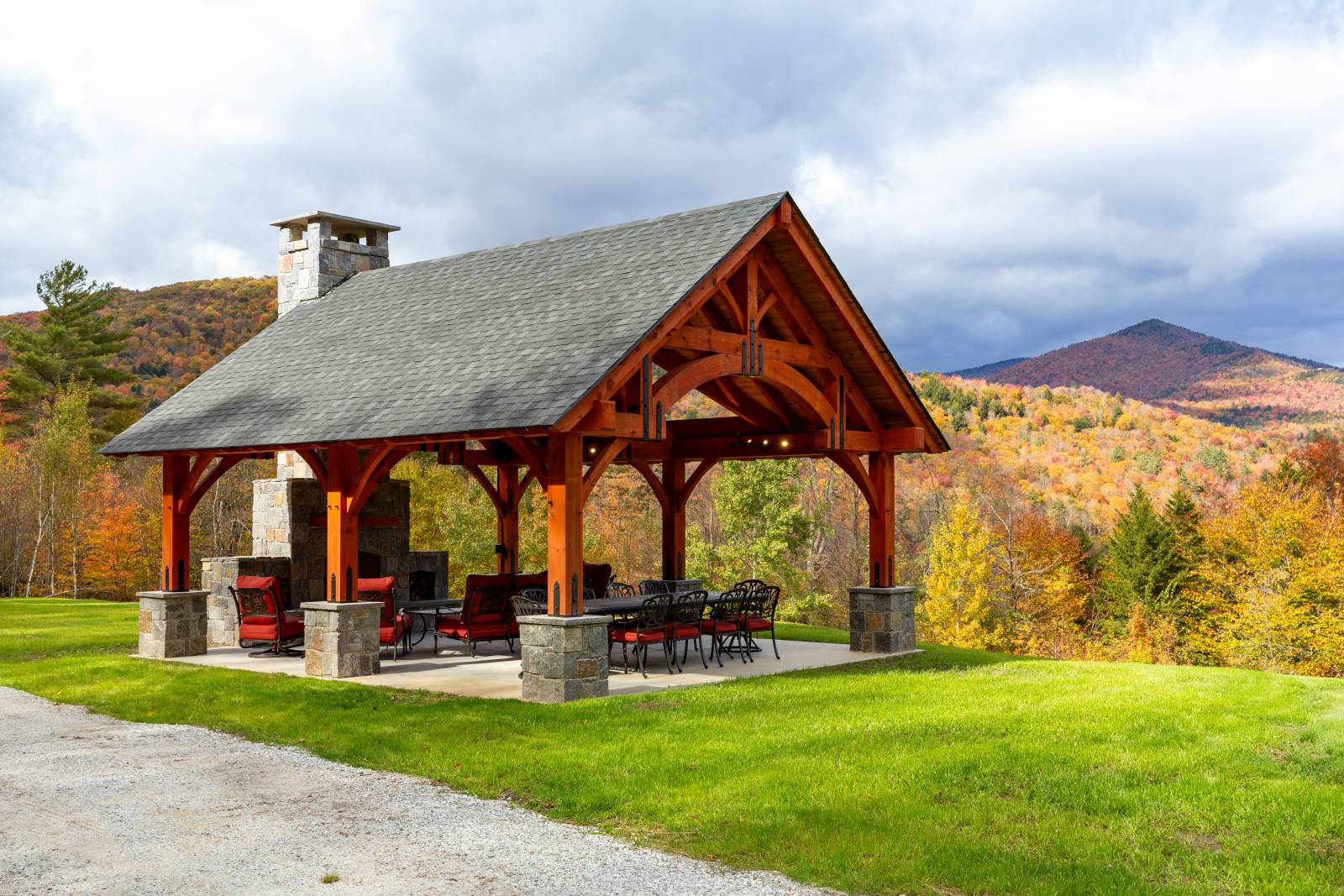 The Pavilion Looks Over the Mountains & Fall Foliage