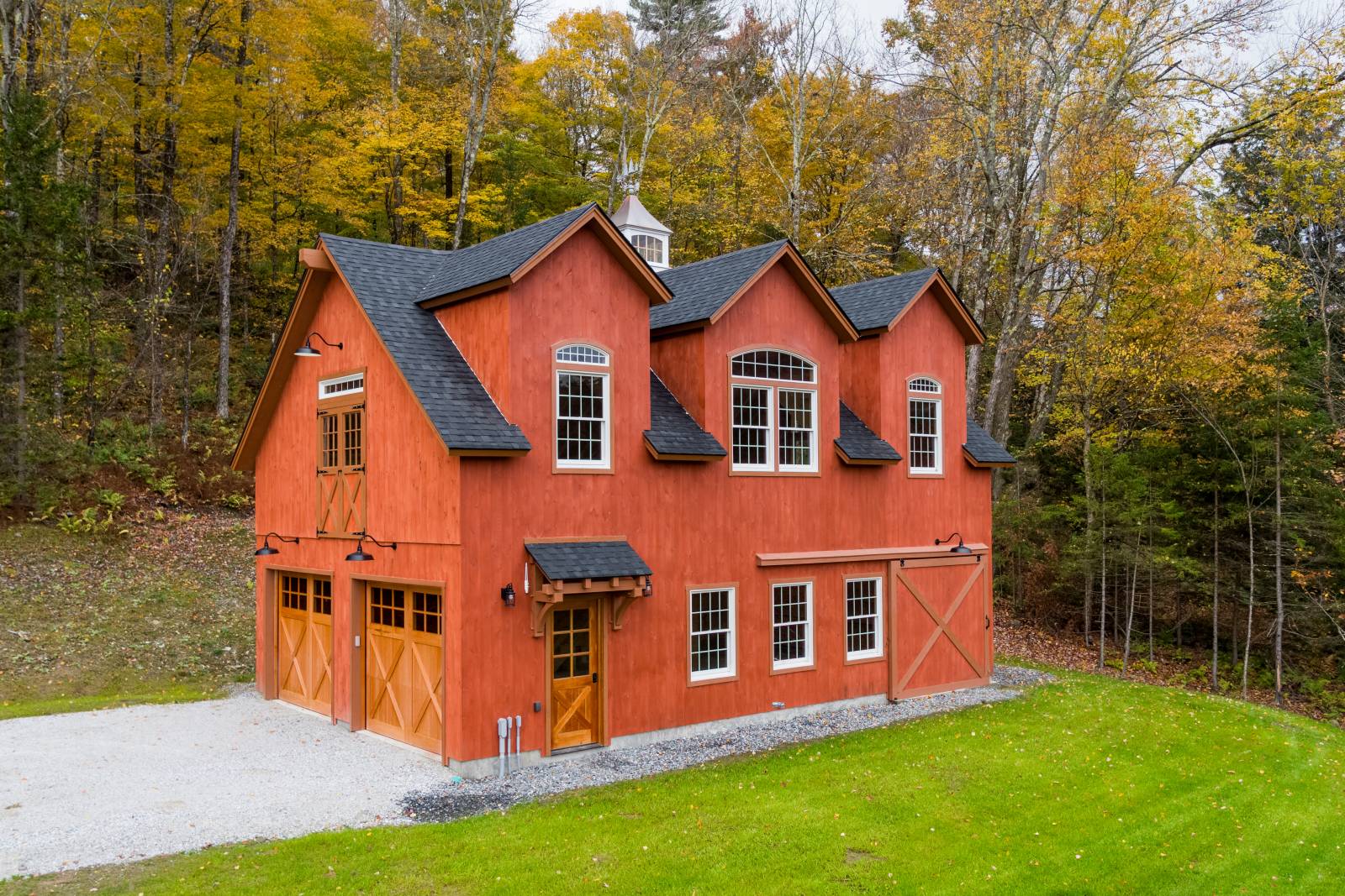 Two-Story Post & Beam Barn • Spanish Cedar Overhead & Entry Doors