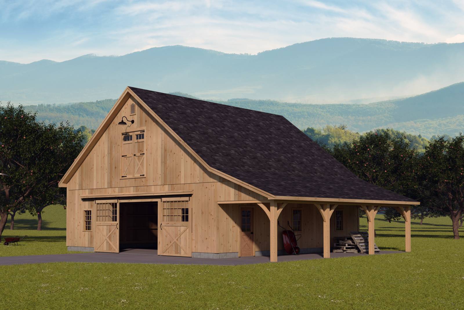 36' x 36' Belmont Saratoga Barn Shown with Options