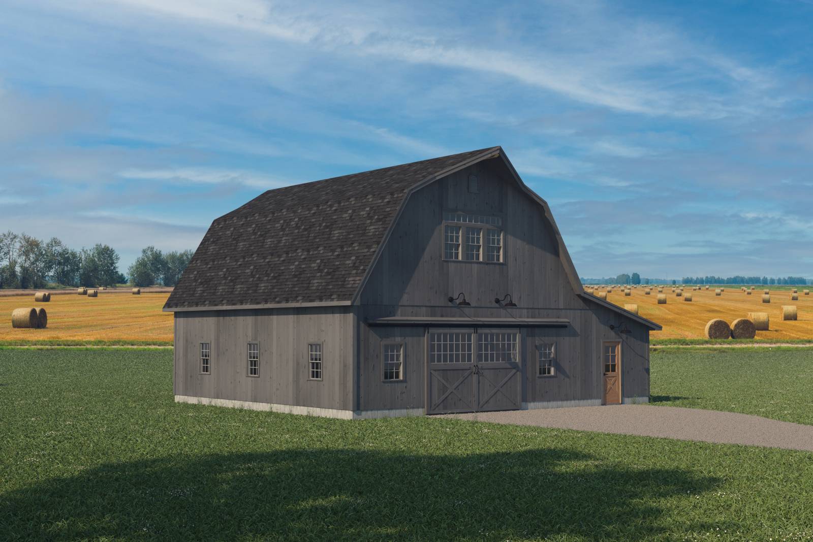 42' x 36' Westland Gambrel Barn Shown with Options