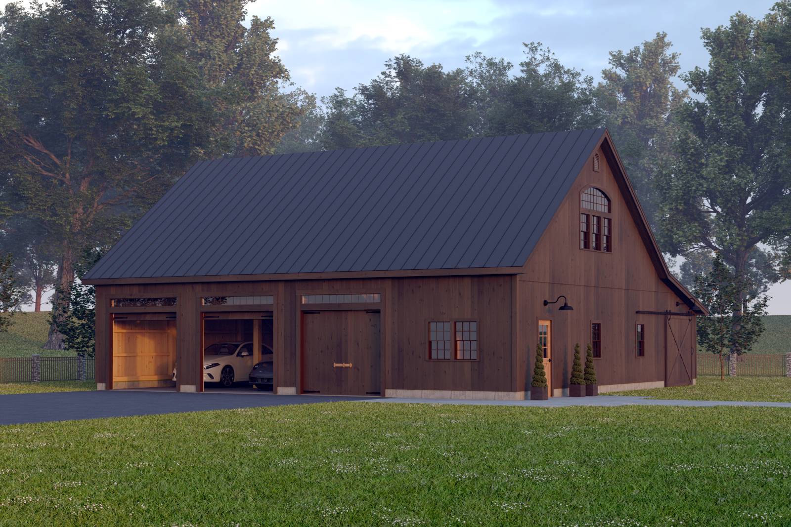 48' x 48' Lexington Saratoga Barn Shown with Options