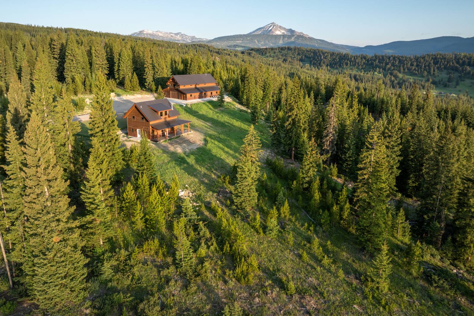 Western inspired timber frame barns in the hills of Montana