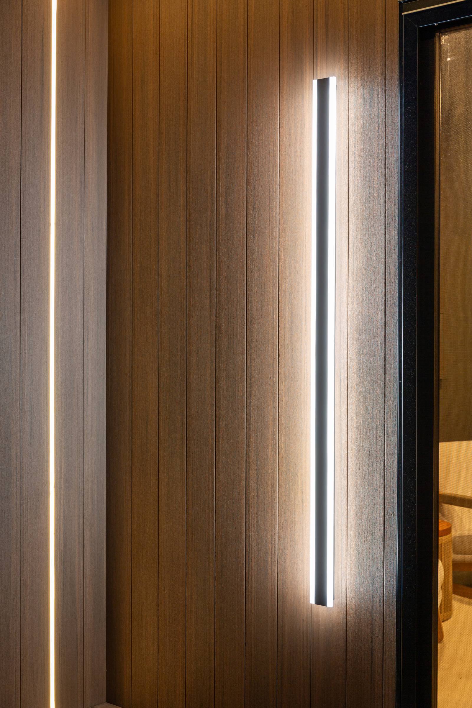 A Closeup of the 69" Haylen Light and LED Strip Porch Light