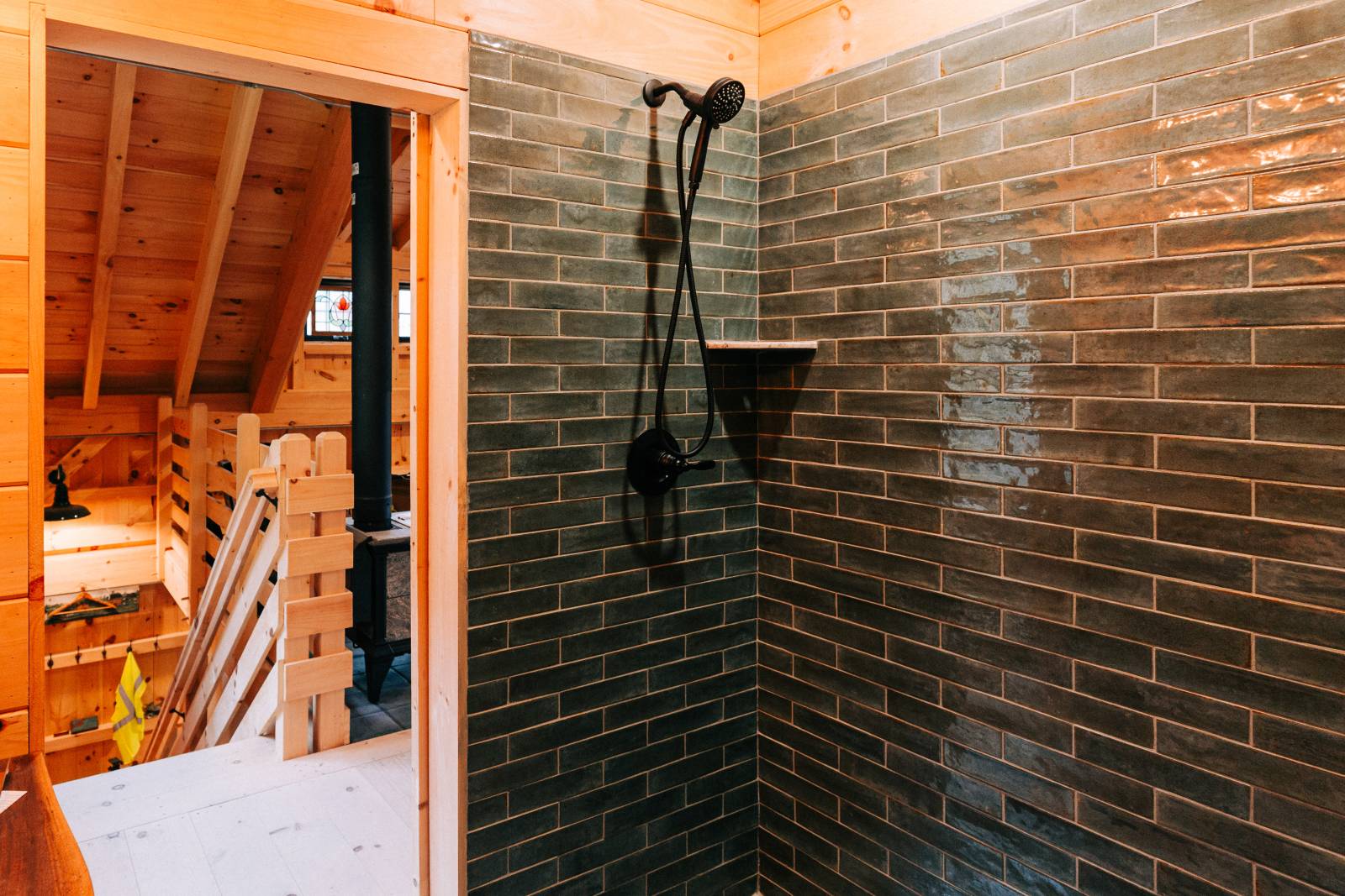 Entrance & stairs on the left • Post & beam barn loft