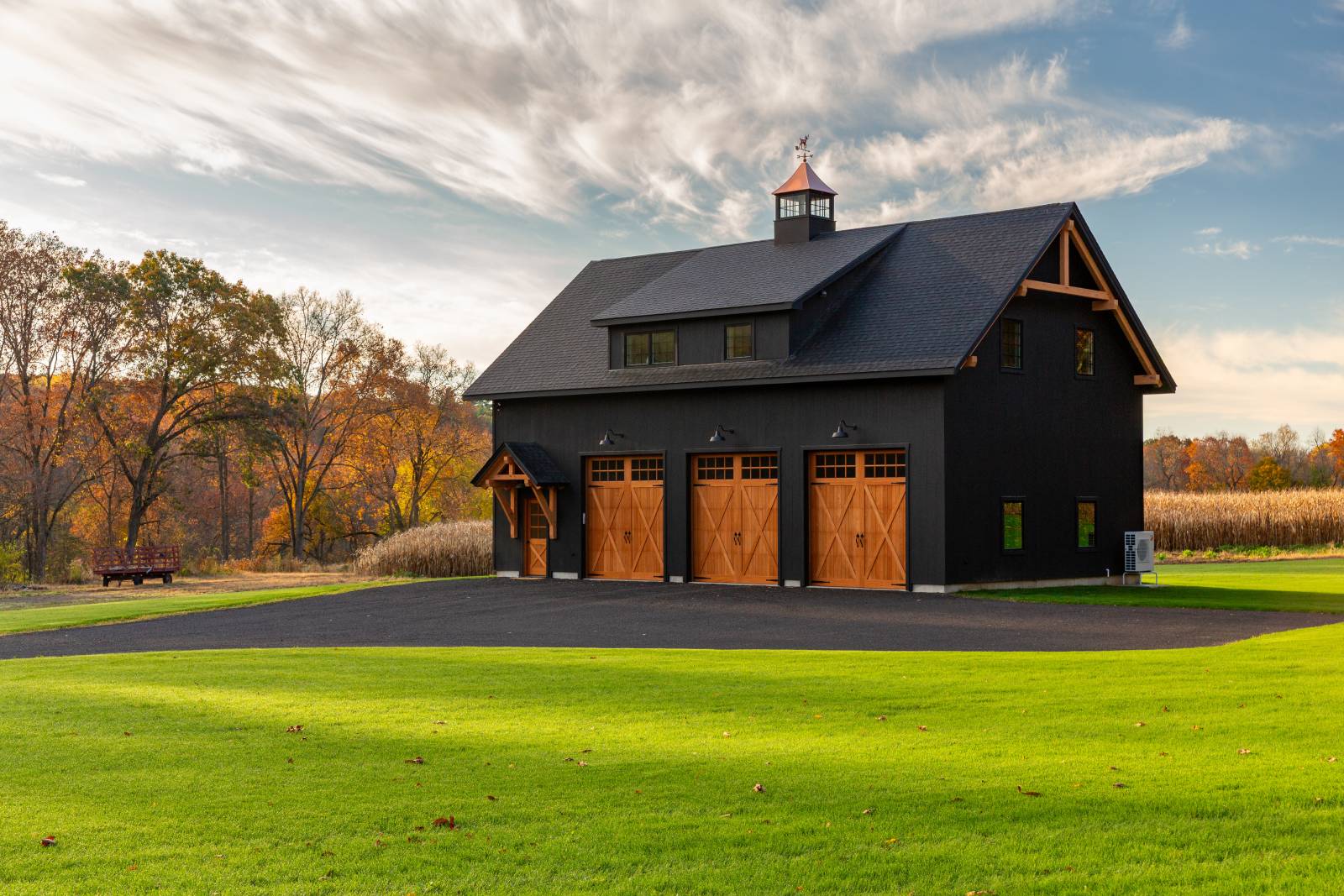 1x10 Vertical Shiplap Pine Siding, painted black • ADU builders