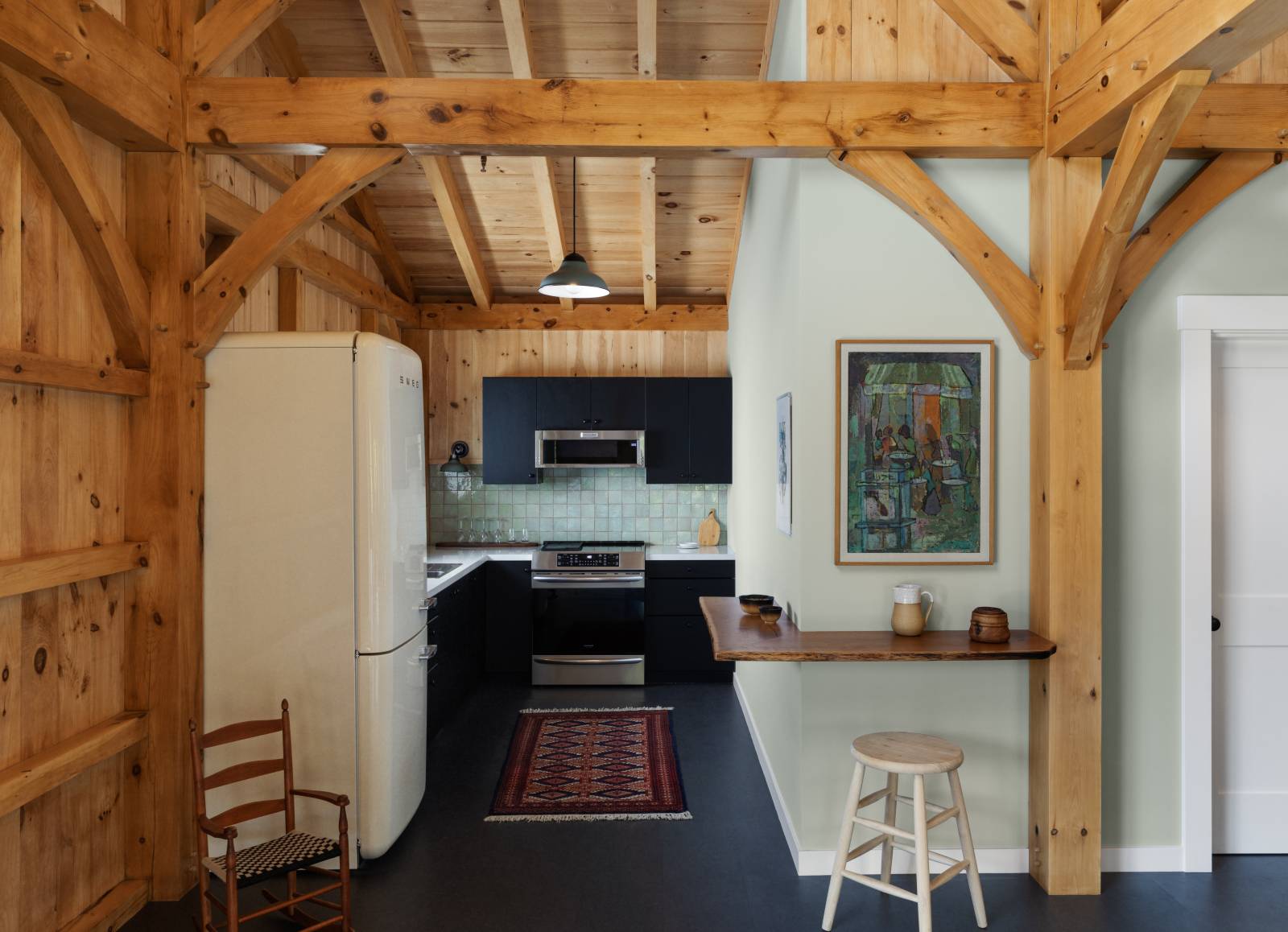 The kitchen • Post & beam barn home