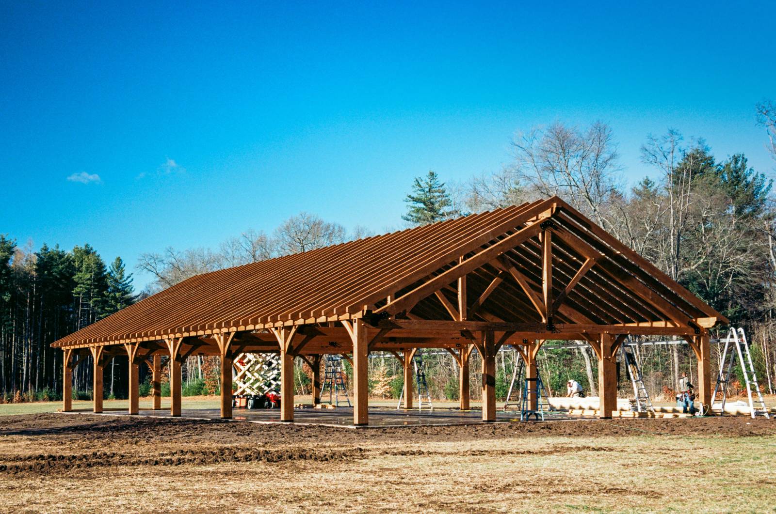 Timber frame pavilion raising in South Windsor