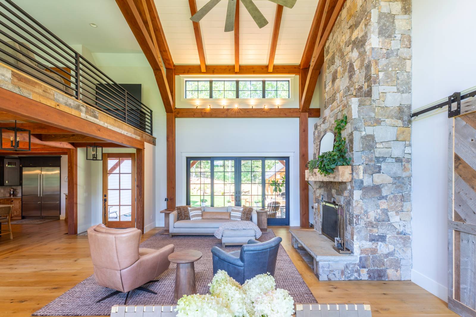 The timbers are a unique way to add visual interest to any room