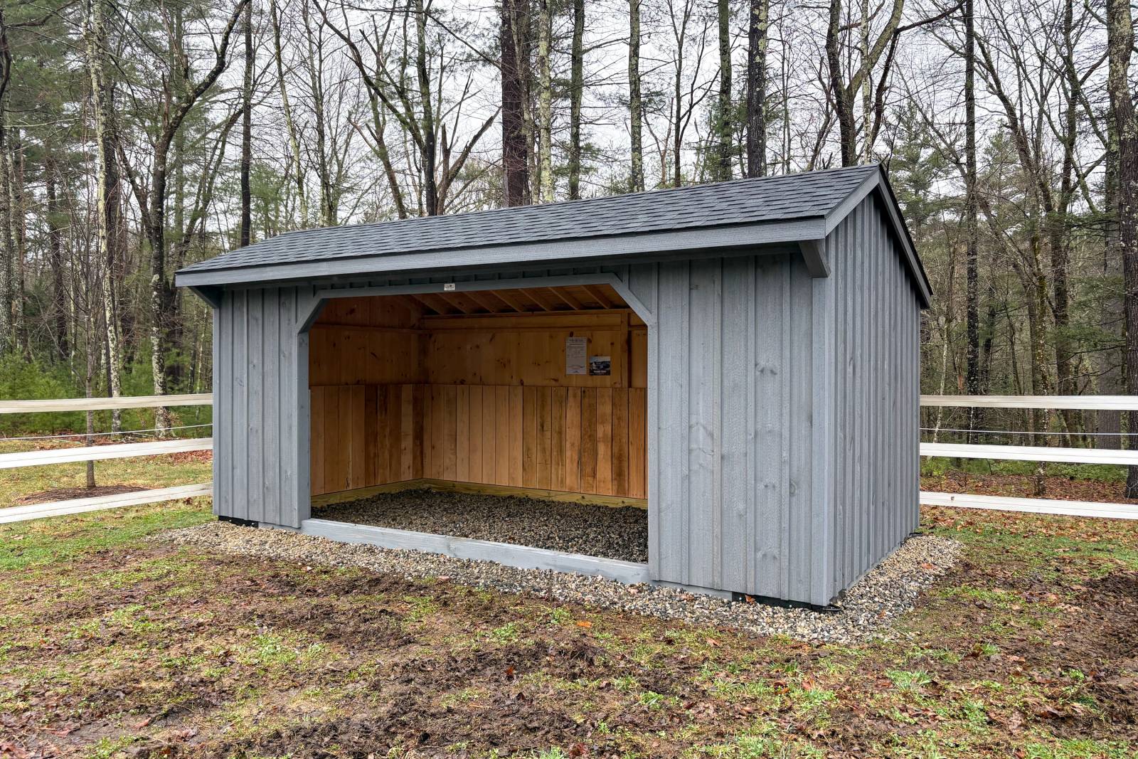 10' x 20' Pine Run-In Shown with Options