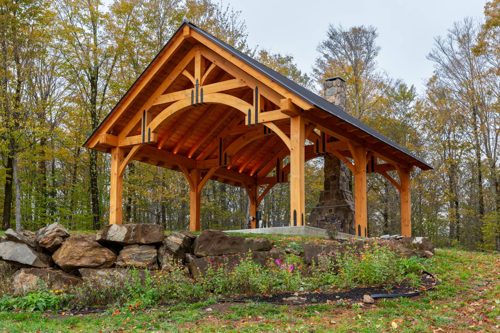 20' x 24' Alpine Timber Frame Pavilion Shown with Options