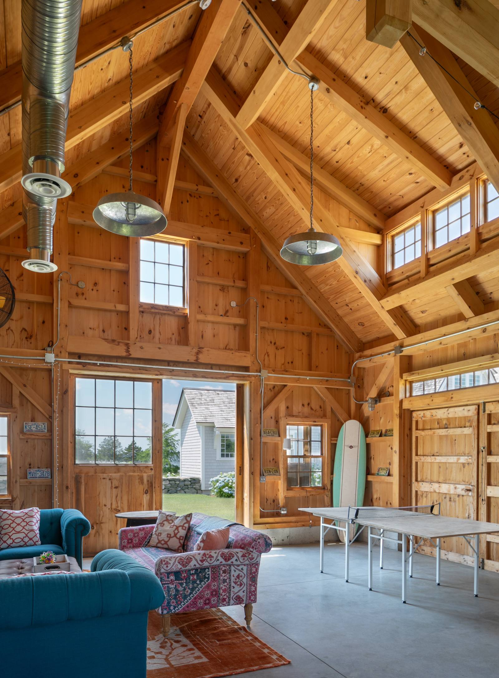 Carriage Barn Interior • Scissor Truss Design with Cathedral Ceilings
