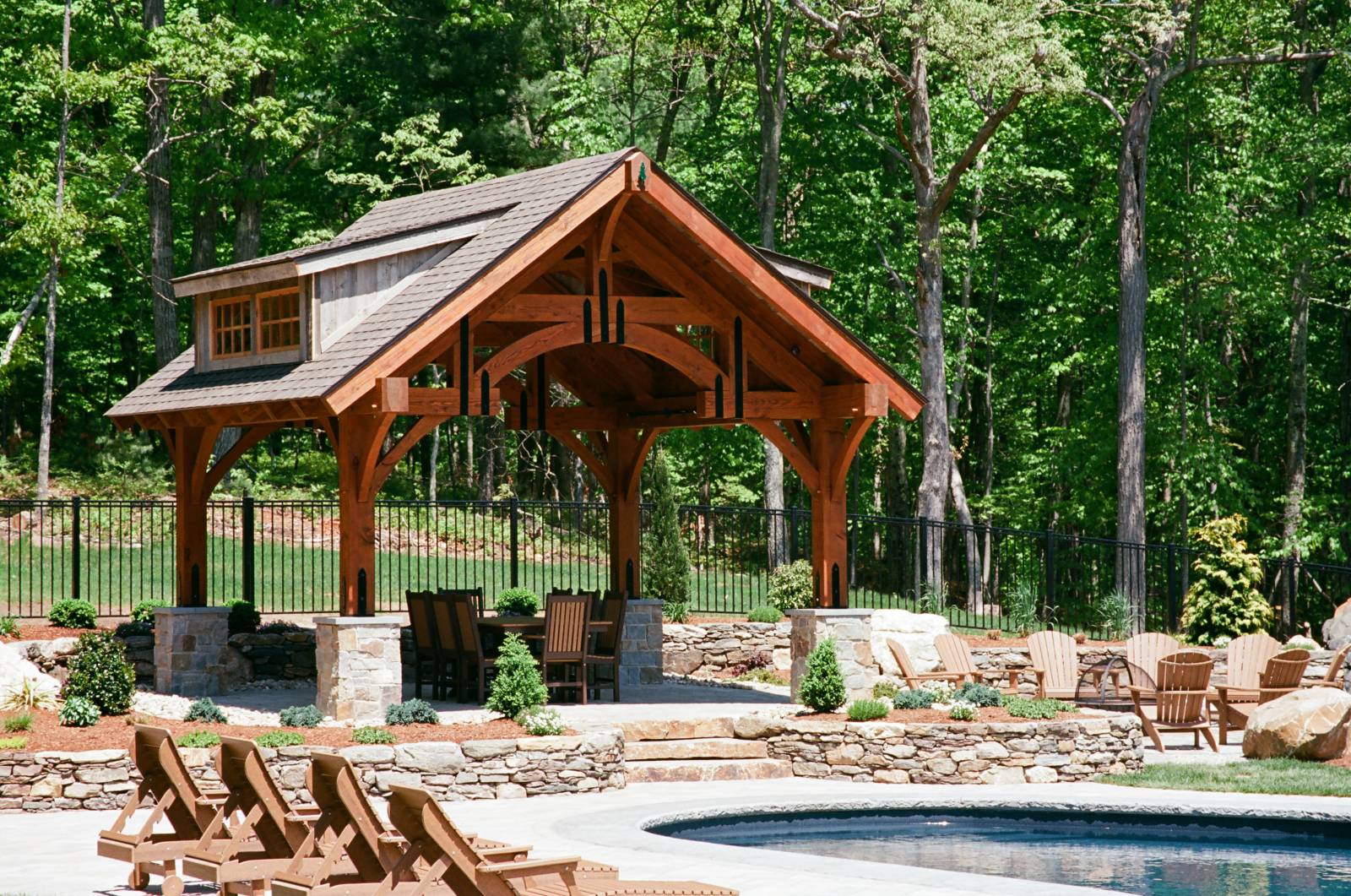 16' x 16' Alpine Timber Frame Pavilion Shown with Options